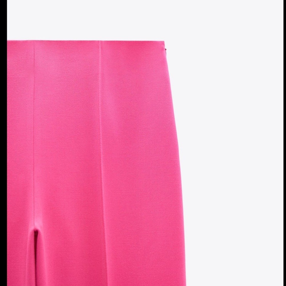 NWT ZARA Minimal High Waist Pants Mid Pink - Picture 6 of 7